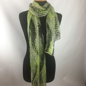 Green black silk scarf turban shawl wrap hijab NWT